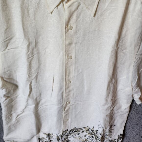 The Havanera Co White Floral Short Sleeve Button Up Shirt Size M Linen Blend - Picture 6 of 14